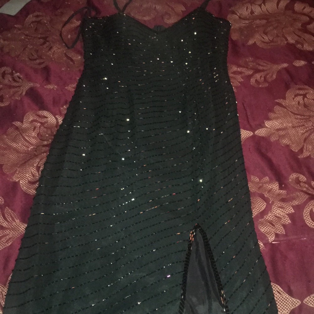Bluish geeen sparkley prom dress